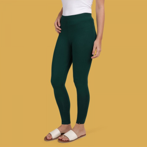 Women Viscose Blend Solid Bottle Green Ankle Length Legging