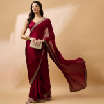 Embroidered Satin Saree