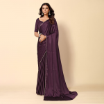 Beads & Stones Satin Saree With Blouse Piece